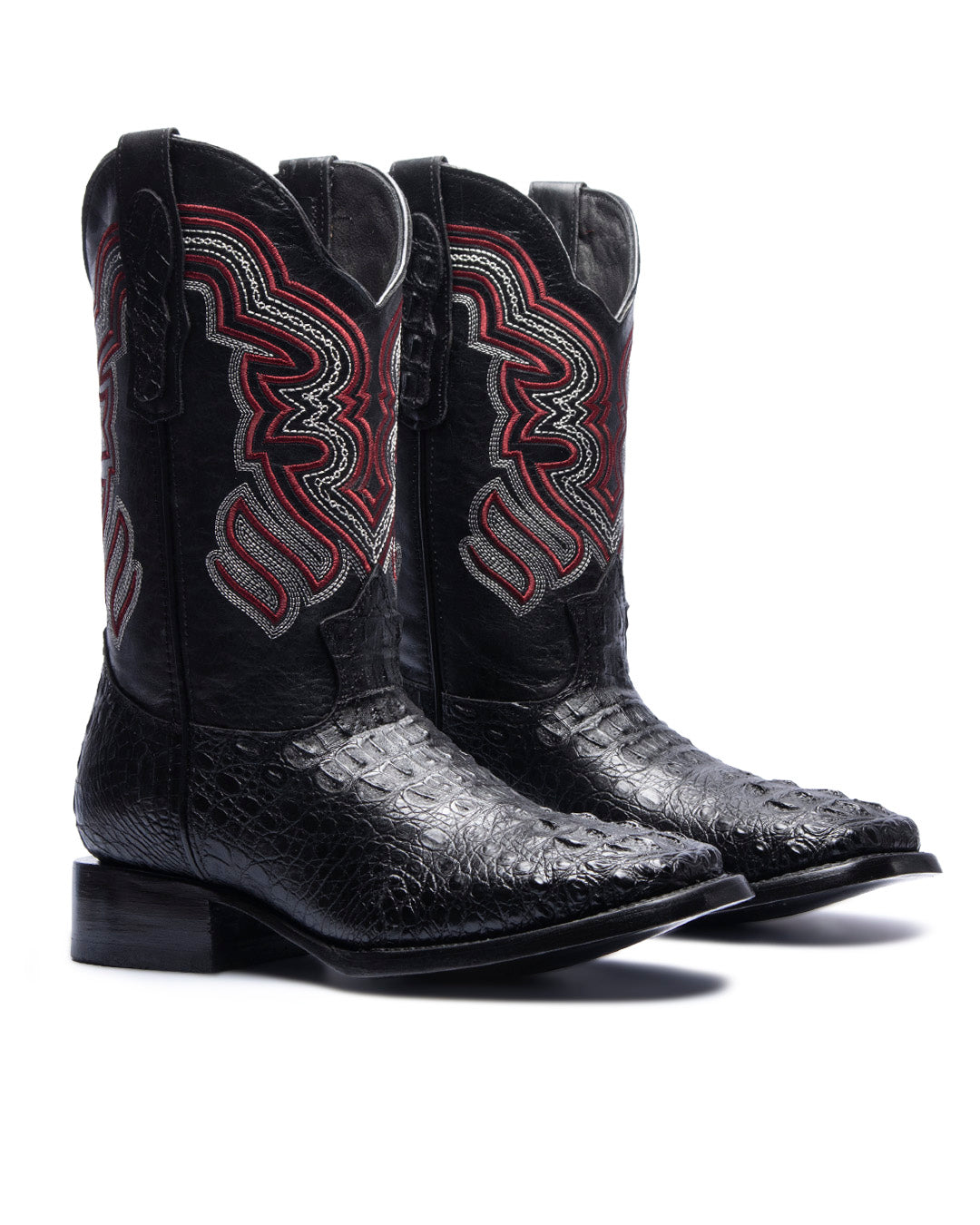 JP Western Boots - Black Nuca Texture Embossed