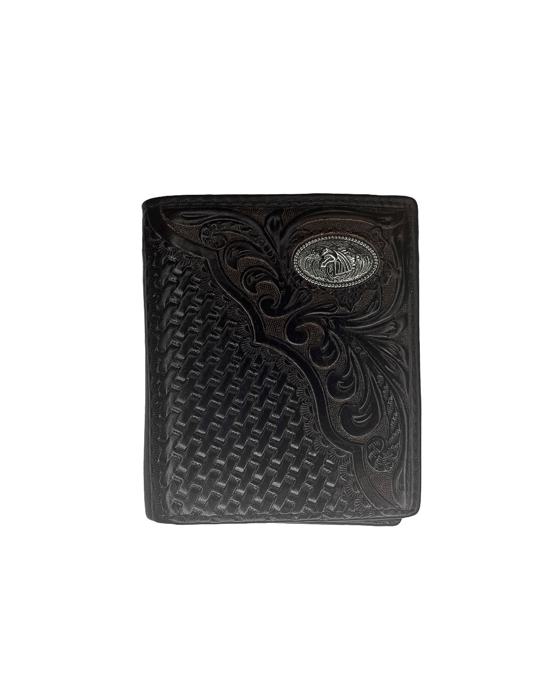 Cartera Estilo Petatillo Negro con Broche de Caballo