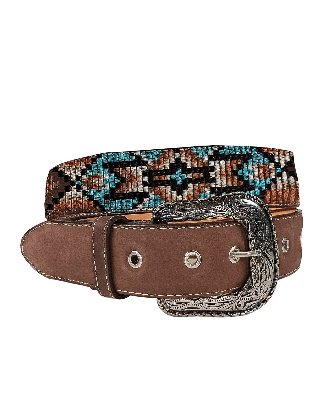 Cinturón Miel con Bordado Trival Naranja