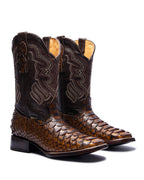 JP Western Boots - Honey Python Texture Embossed