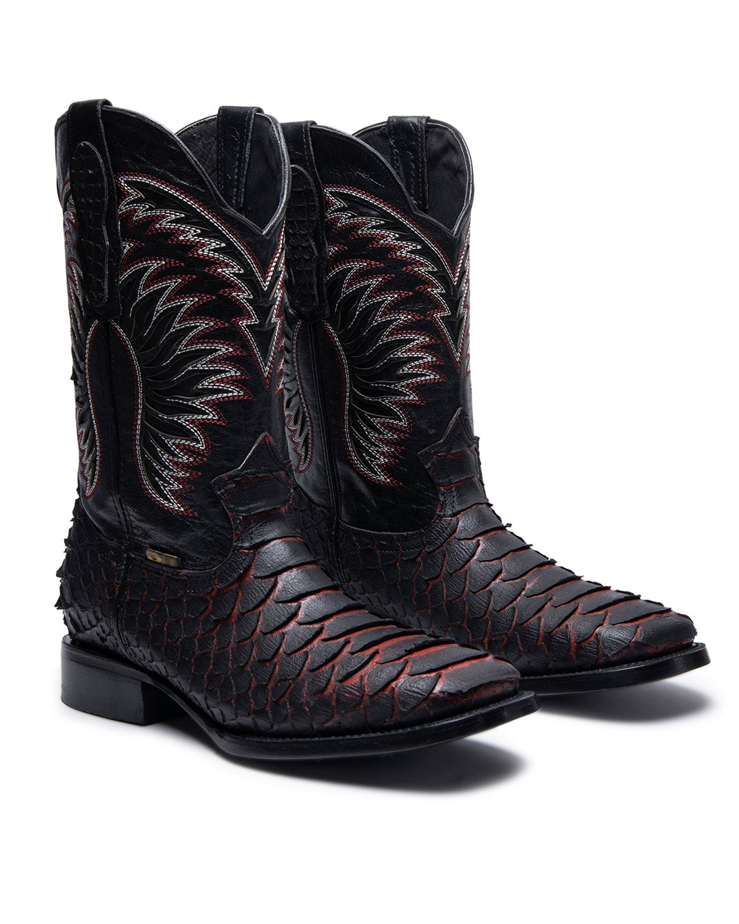 JP Western Boots - Black Red Python