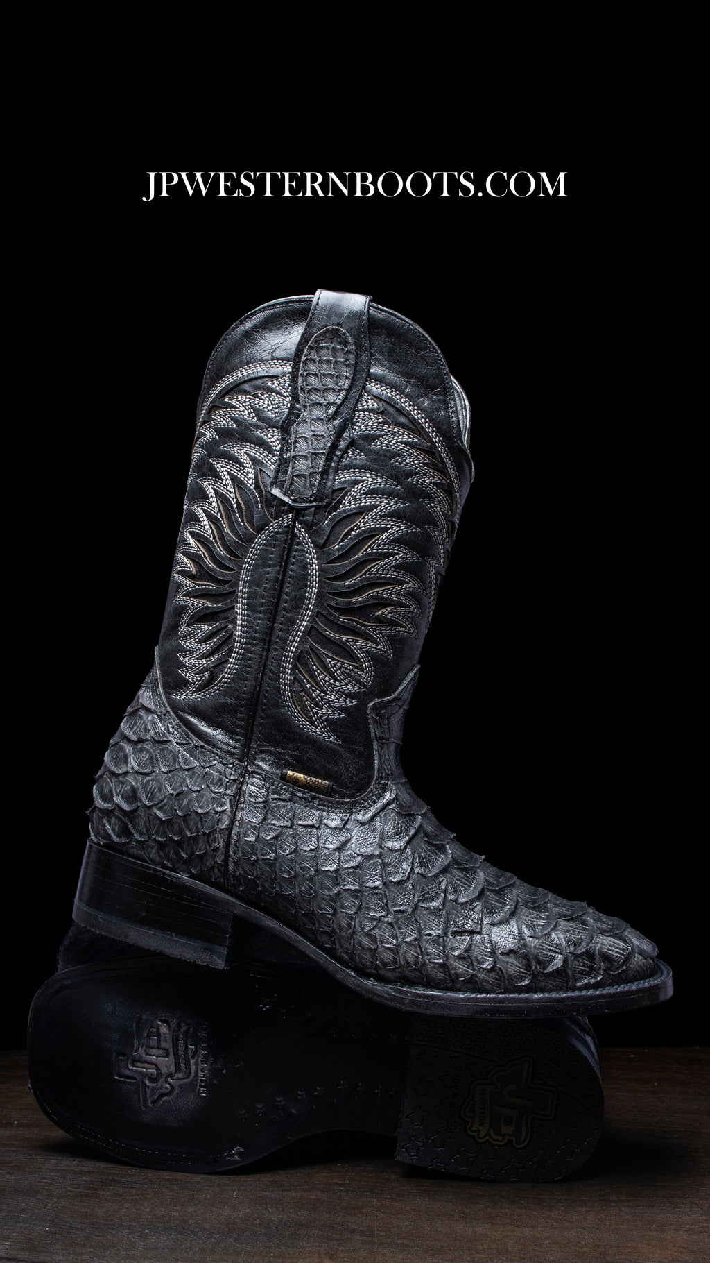 JP Western Boots - Grey Python Embossed