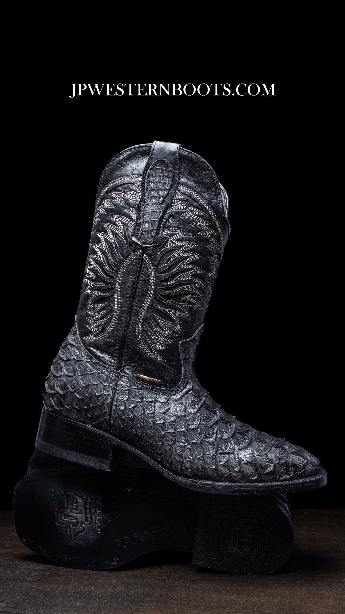 JP Western Boots - Grey Python Embossed